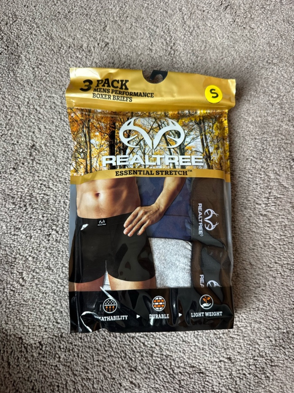 Realtree Boxer Briefs 3 Pack SIZE S Essential Stretch Performance NWT